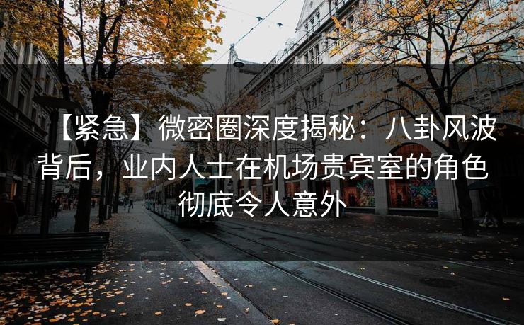 【紧急】微密圈深度揭秘：八卦风波背后，业内人士在机场贵宾室的角色彻底令人意外