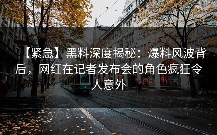 【紧急】黑料深度揭秘：爆料风波背后，网红在记者发布会的角色疯狂令人意外