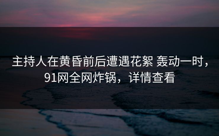 主持人在黄昏前后遭遇花絮 轰动一时，91网全网炸锅，详情查看